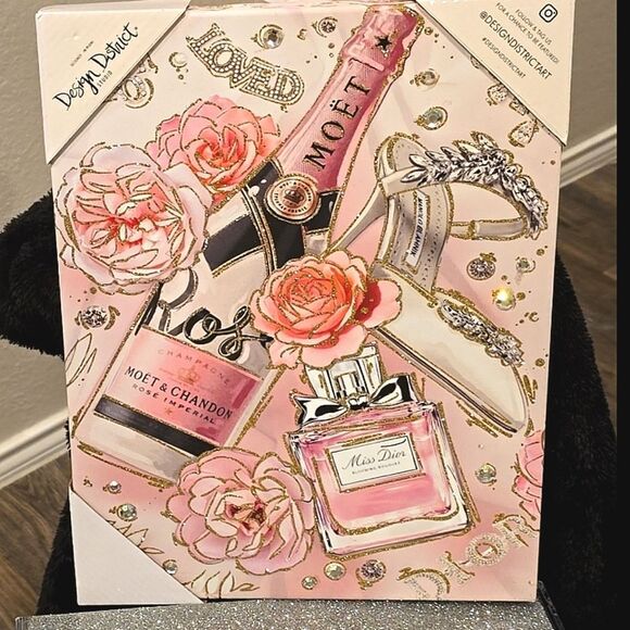 Design District Celebration Fashion Dior 3D Jewel Embellished Canvas Wall Decor - Picture 5 of 6